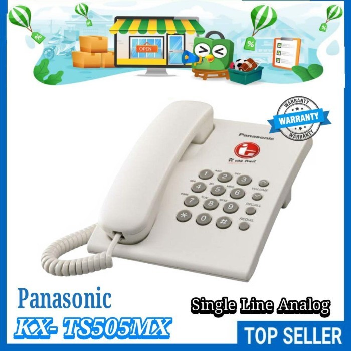 Panasonic Telp Analog KX- TS505/TS505MX Bergaransi / Telp Rumah Hotel - Putih
