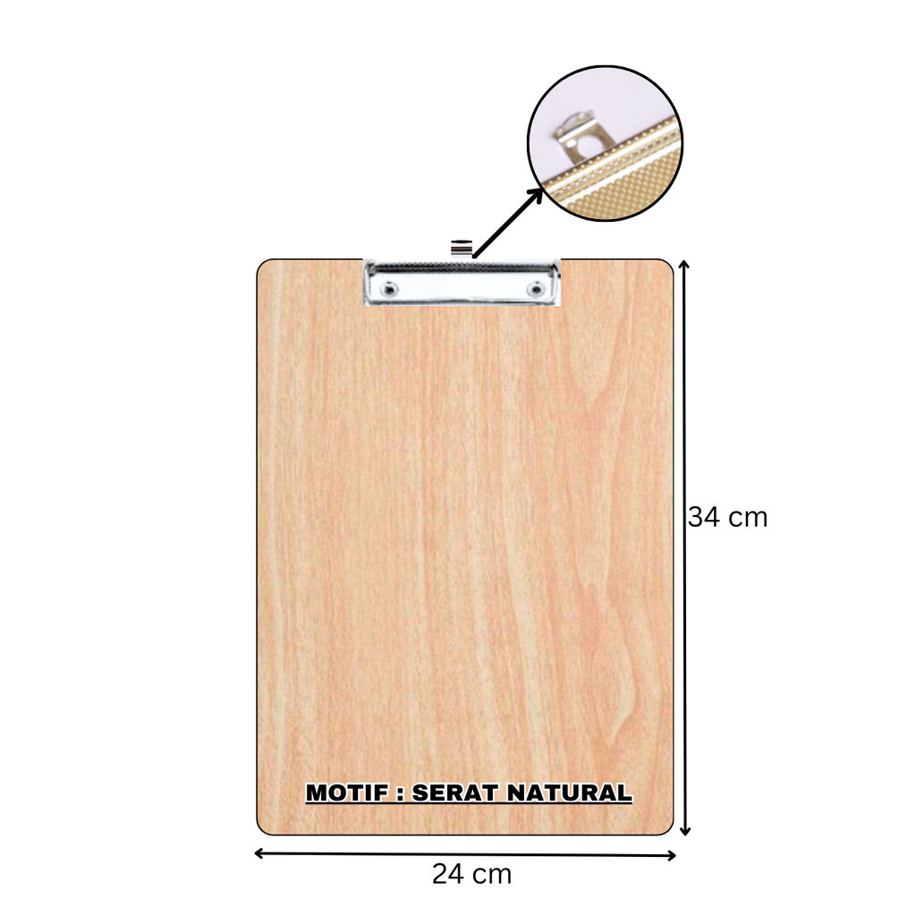 

Clipboard Papan Jalan - Papan Dada Kayu F4 Folio Clip Board / Papan Ujian / B N