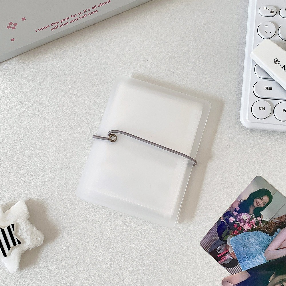 High Quality 12/15 Grids 3 Inch Photocards Holder Foldable Frosted Photo Album Tie Strap Design Bill