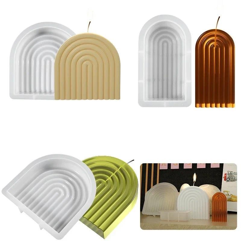 

U-shaped Striped Candle Silicone Mold DIY Handmade Rainbow Shaped Crafts Gypsum Soap Resin Crystal Casting Mould Home Decoration