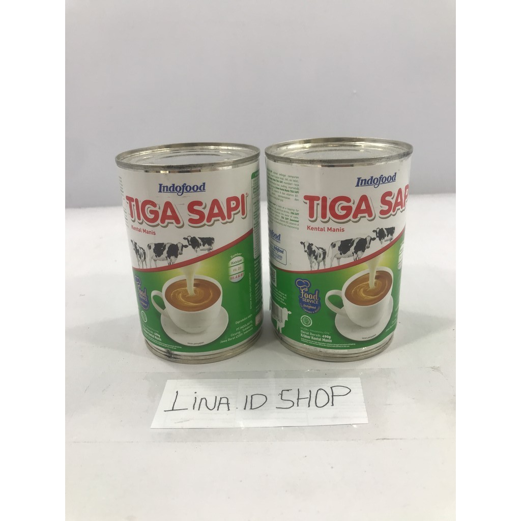 

2 pcs - Susu Putih Kental Manis Tiga Sapi Kaleng 490gr / Krimer Kental Manis Indofood