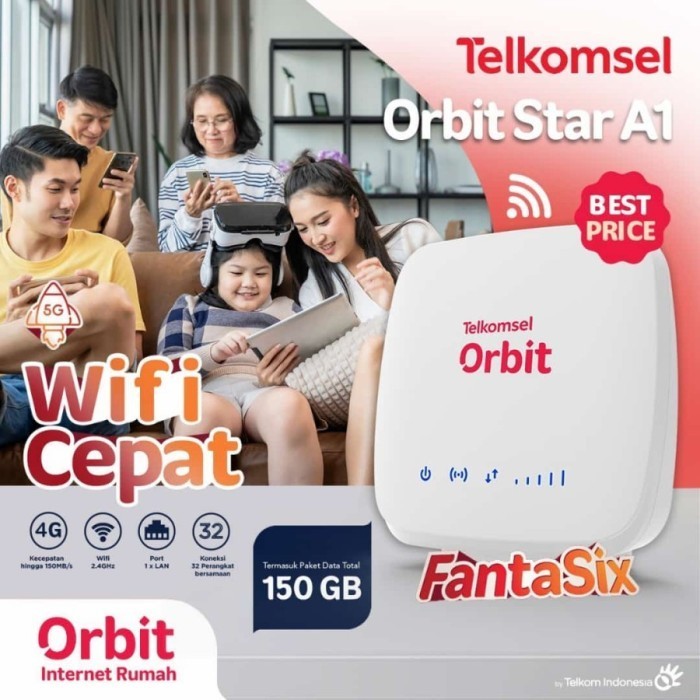Telkomsel Orbit A1 Modem Router Modem Wifi 4G Free Perdana Orbit 150GB