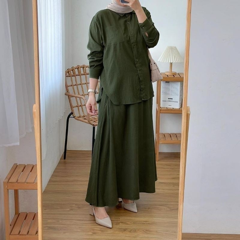 Humaira One Set Skirt Rok Premium | Setelan Rok Crinkle Airflow