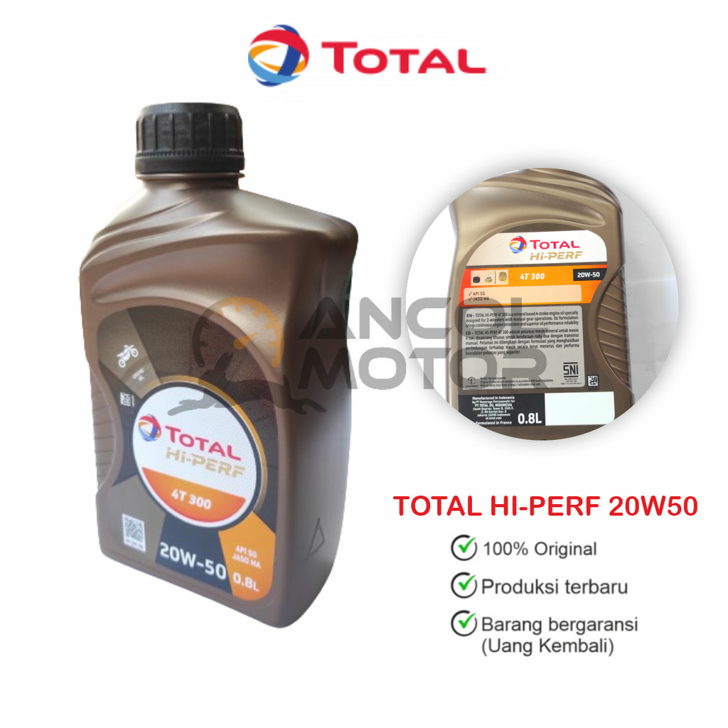 Total Oli Mesin Energies Hi-Perf 300 Oli Motor 4T Bebek 20W50 800ml