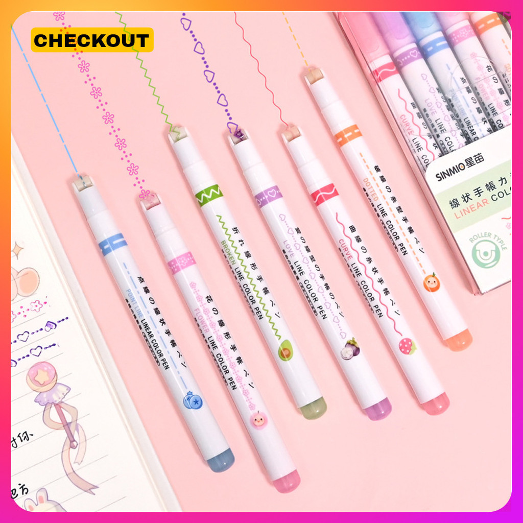

ALINEA - PULPEN 1SET ISI 6PCS / PEN HIGHLIGHTER / HIGHLIGHTER BENTUK GARIS MULTI WARNA / DIY STATIONERY HIGHLIGHTER WARNA PASTEL