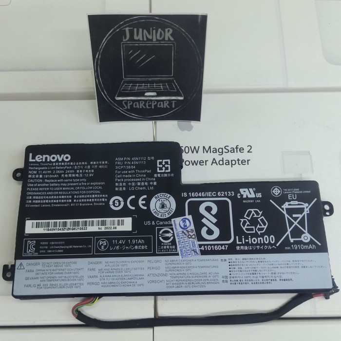 Baterai Ori Laptop Lenovo Thinkpad X240 X250 X260 X270 T460 (Tanam)