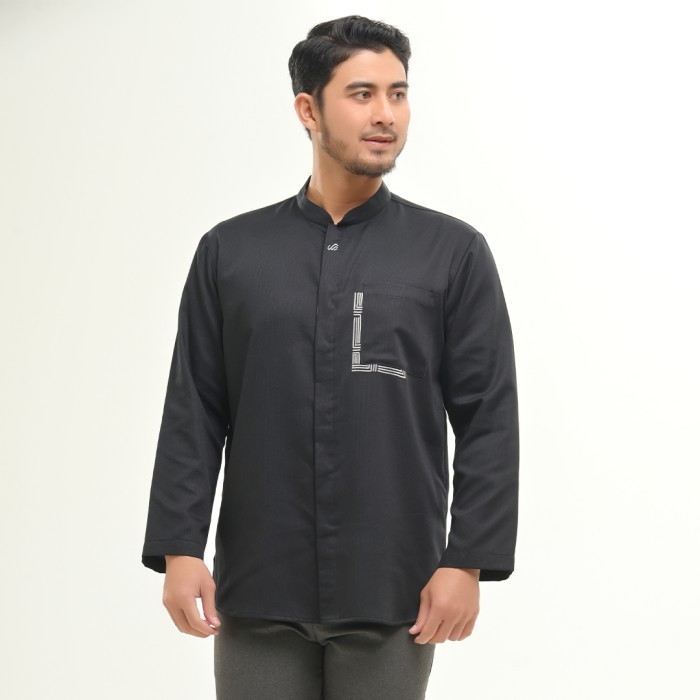 Rabbani - Baju Koko Muslim Lengan Panjang Jazib Exclusive - 200 Hitam, L