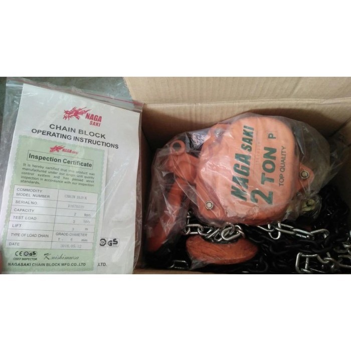 Chain Block/Takal/Takel 2 Ton NAGASAKI Japan - Rantai 3 Meter