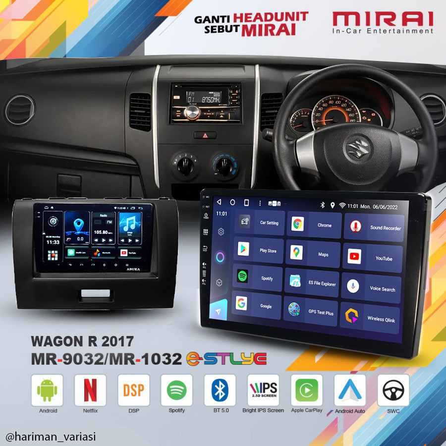 Headunit Android Mirai E-Series 9032 Suzuki Wagon R 2018