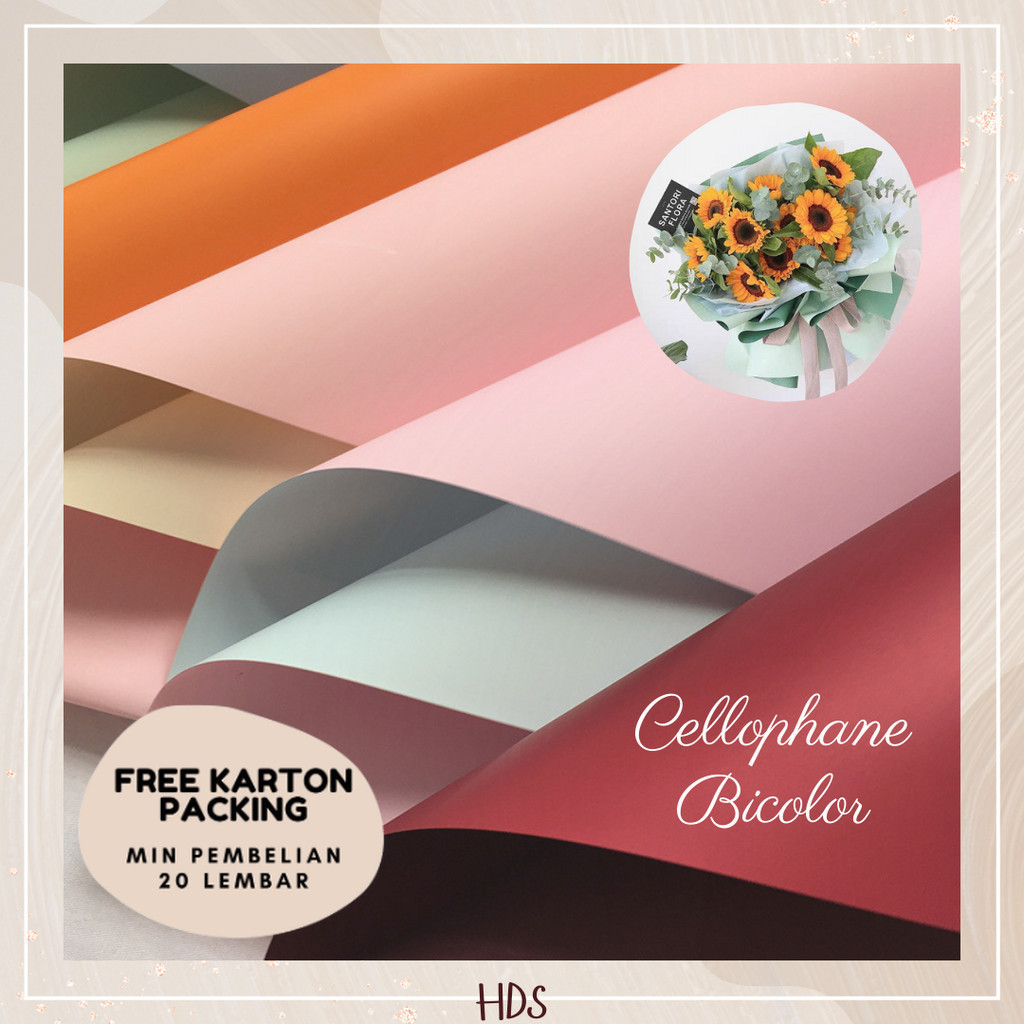 

[20 LEMBAR] KERTAS CELLOPHANE BICOLOR KERTAS BUKET TWO TONE CELOPANE FLOWER WRAPING PAPER WATERPROOF