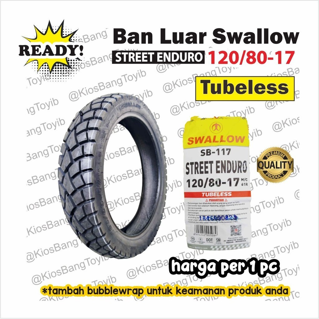 SWALLOW Street Enduro Ban Belakang VIXION KLX Tubeless 120/80-17 120/80 ring 17