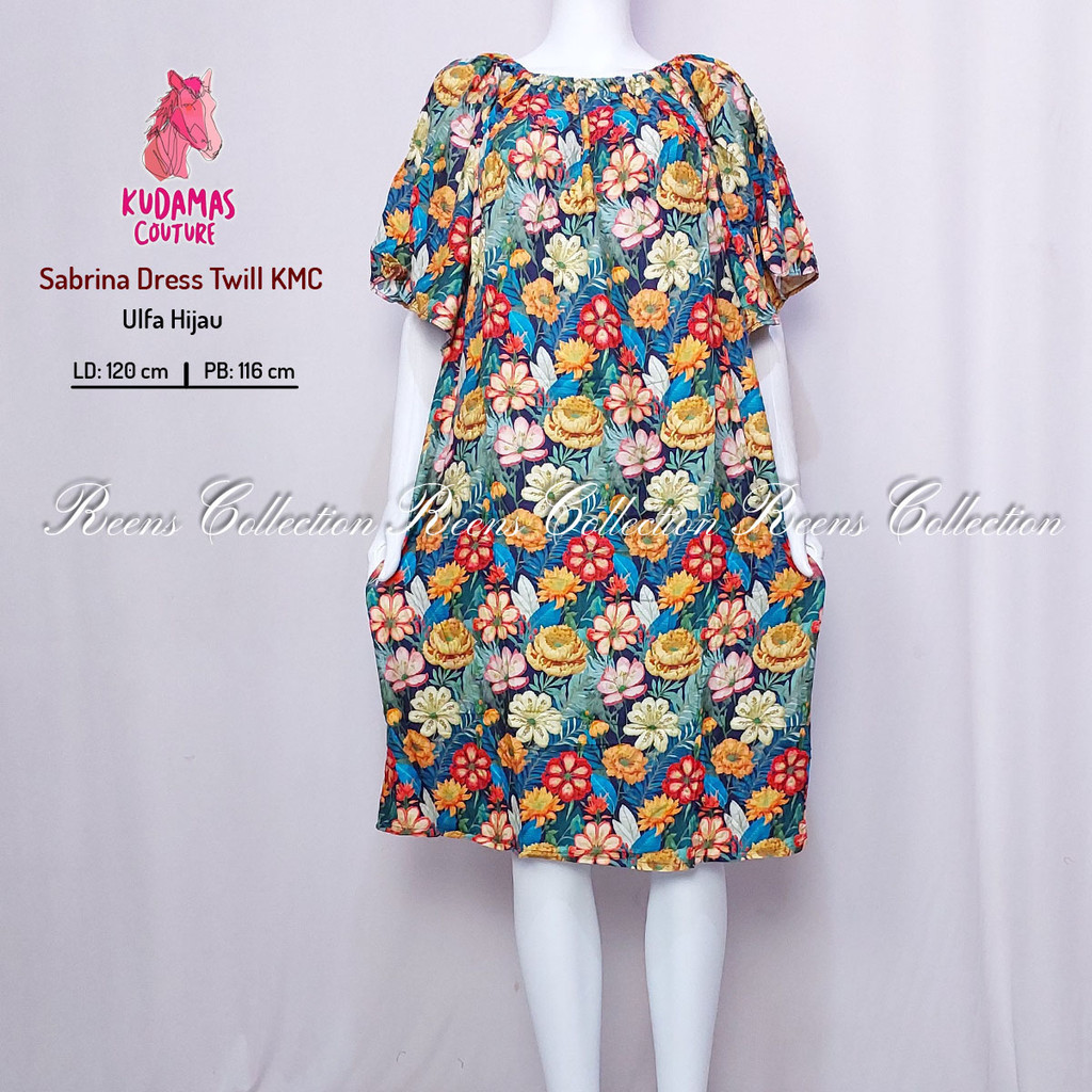 Kuda Mas Couture Dress Sabrina | Daster Tangan Pendek Di Bawah Lutut Rayon Motif LD 120 cm