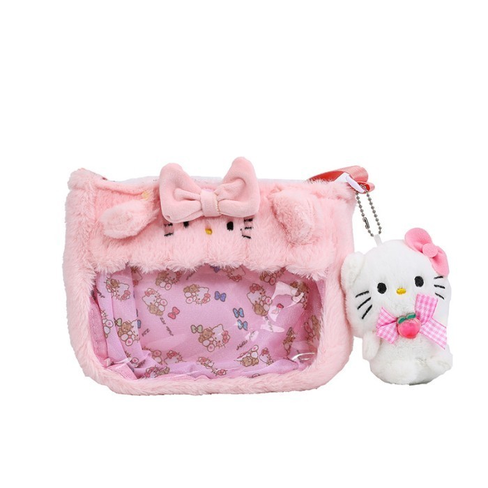 Tas Boneka Sanrio My Melody Kuromi Cinnamoroll Transparan plushy bulu - hellokitty