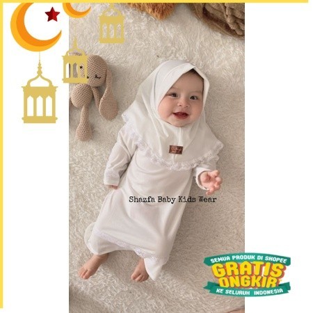 Gamis bayi newborn  - 2 tahun / Gamis anak perempuan  free jilbab murah / gamis brukat Zahra murah/M