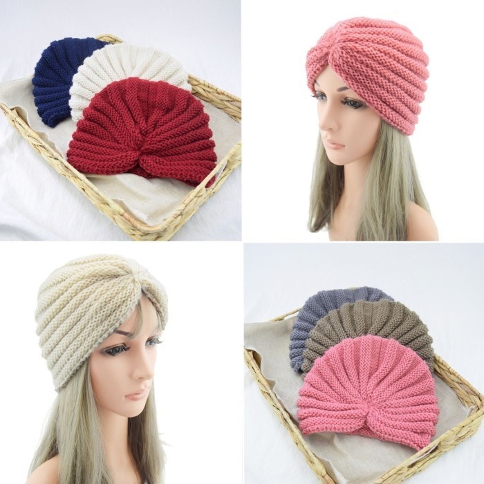 Turban Wanita Dewasa Instant / Turban Arabic Simple Turban Rajut Cewek - Pink