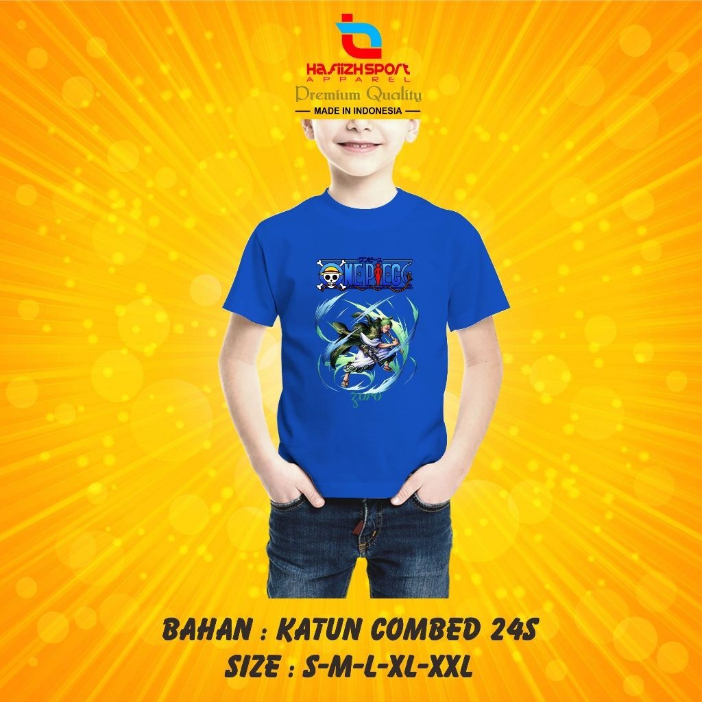 KAOS BAJU ANAK ANIME ONE PIECE RORONOA ZORO PREMIUM