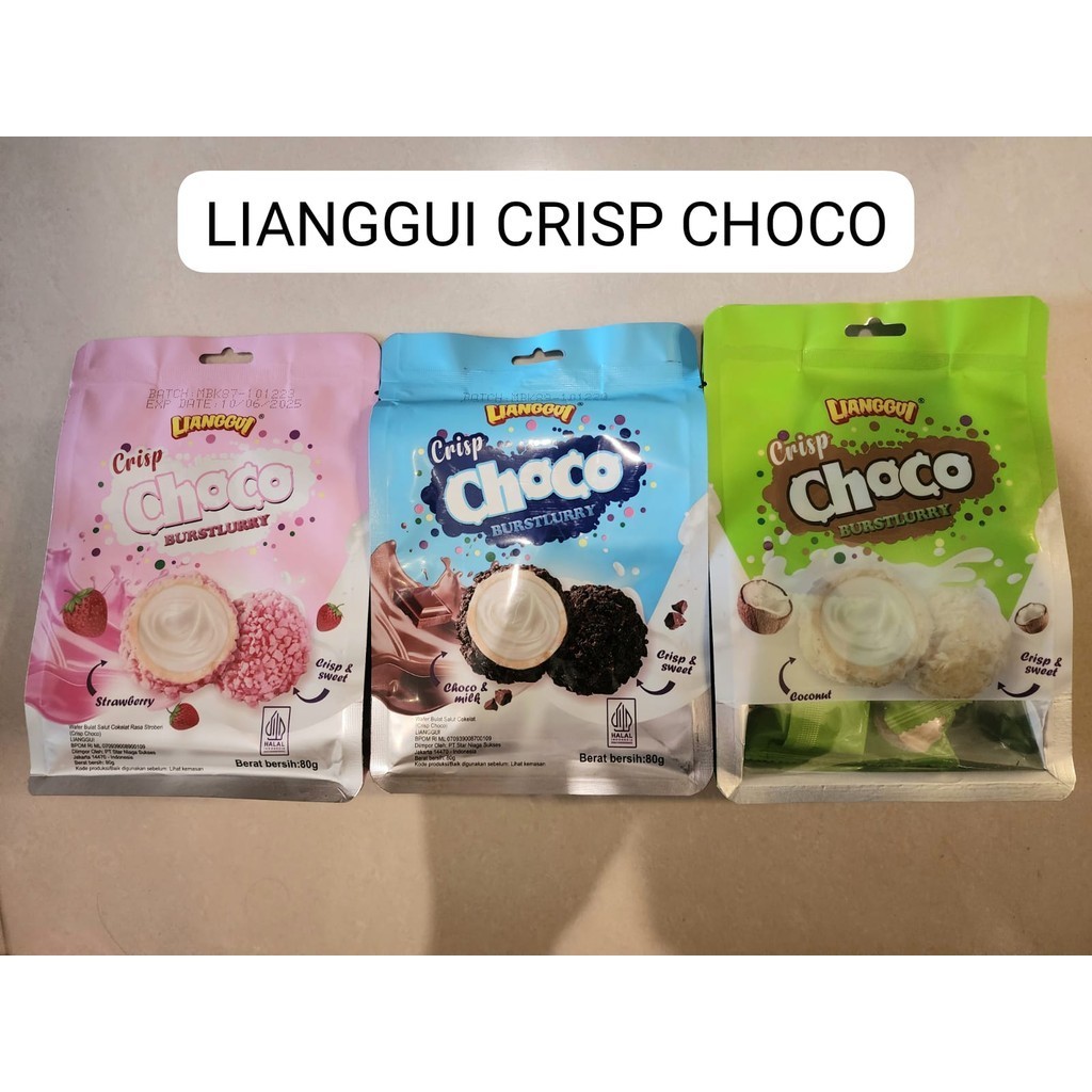 

Lianggui Crisp Choco Burstlurry Wafer Bulat isi Krim 80gr