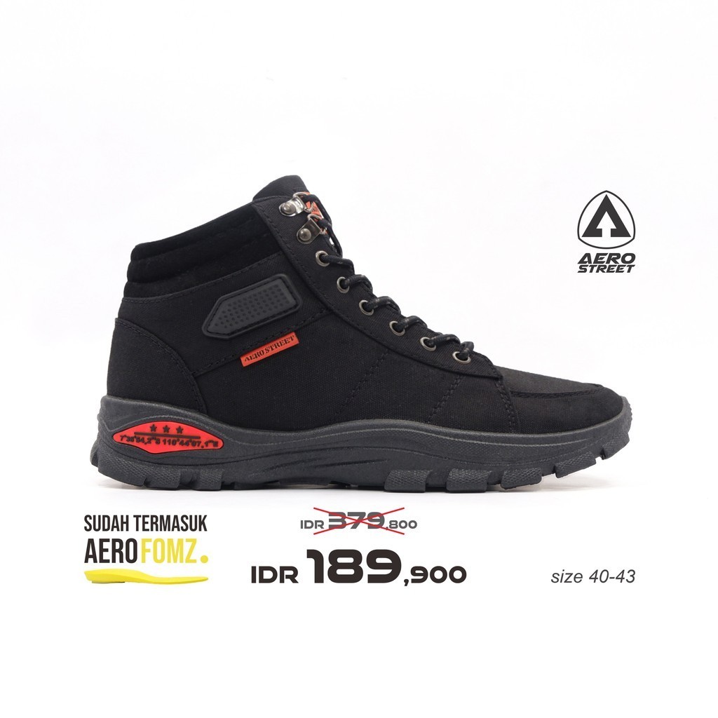 Aerostreet 40-43 Tactical Hitam Hitam Hitam - Sepatu Sneaker Boots