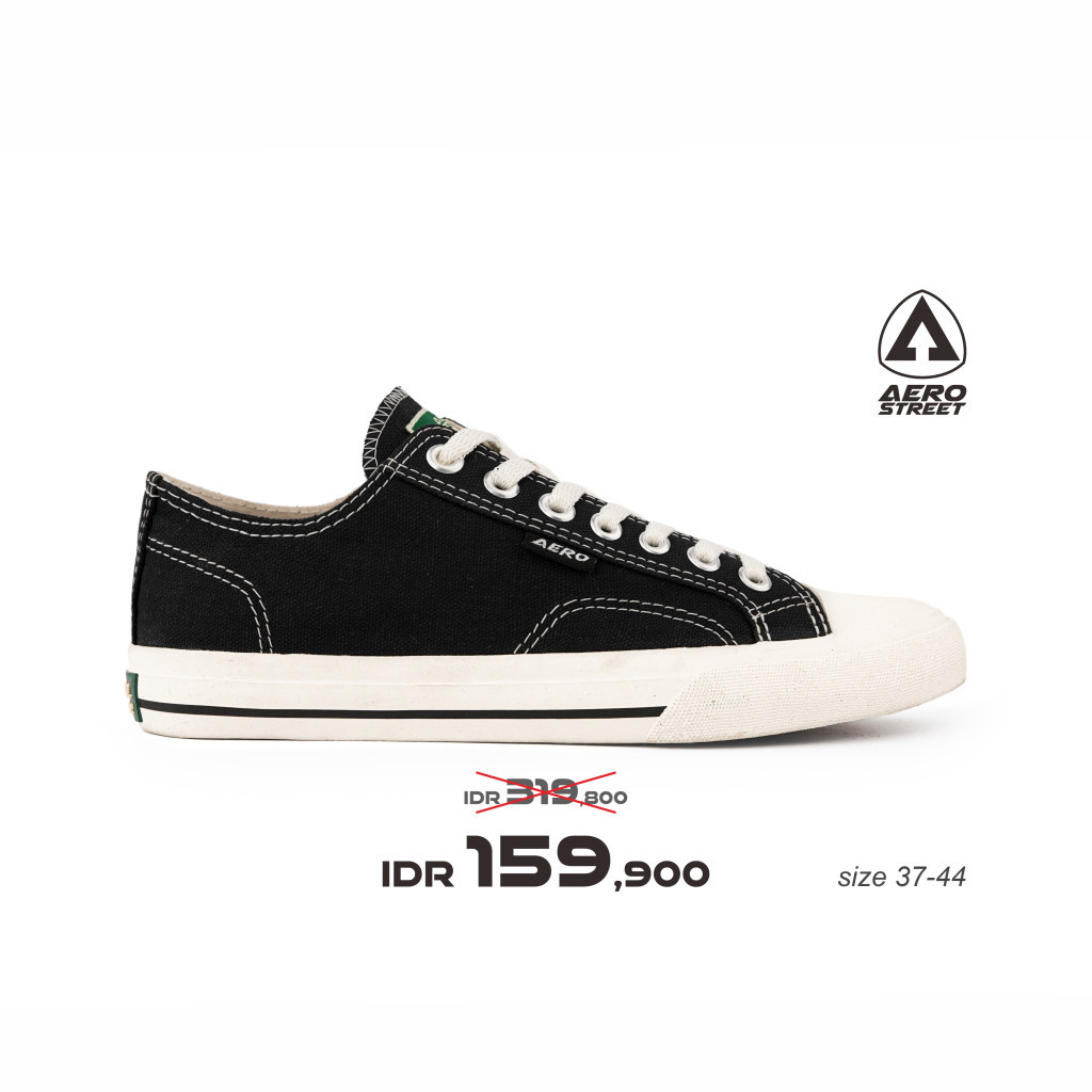 Aerostreet 37-44 Jhosse Basic Low Hitam Natural - Sepatu Sneakers Casual Pria Wanita