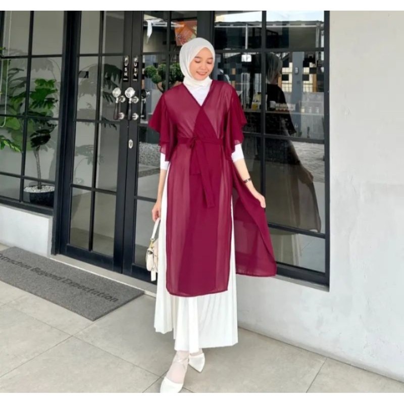 outer tunik/ outer ceruty/ cardigan ceruty/M FOR U