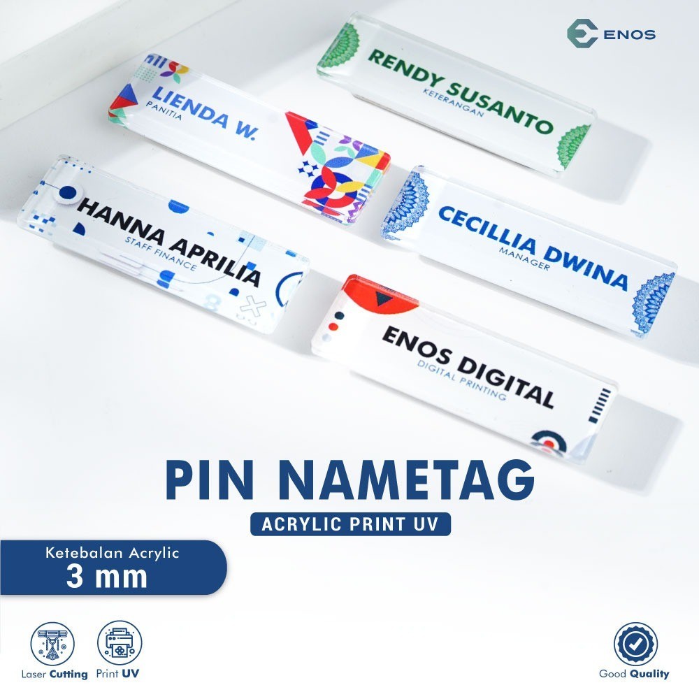 

Nametag Akrilik Acrylic Bening 2MM / Custom Nama / Name Tag / Papan Nama Dada