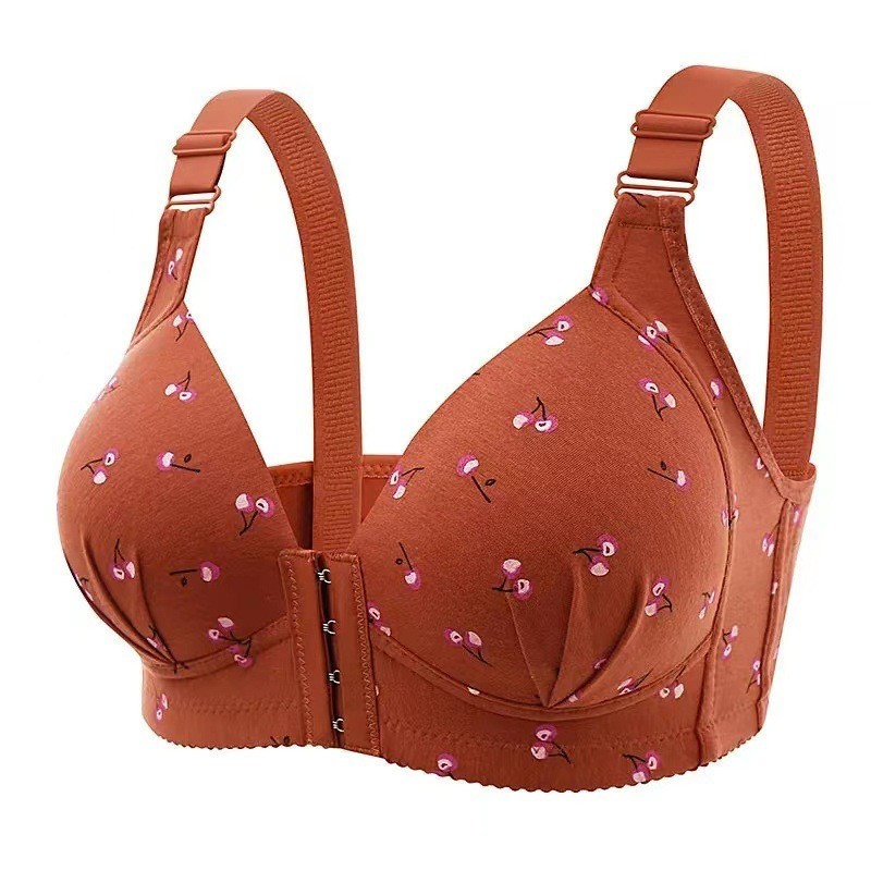 SEXYLADIES Bra Big Size Kaitan Depan Busa Tipis Tanpa Kawat Motif Bunga size 36-46