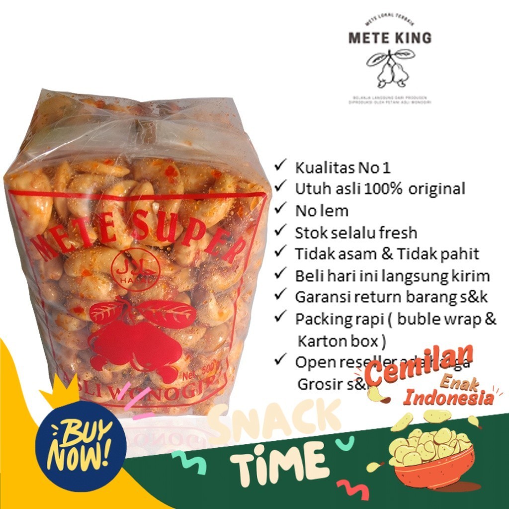 

Special Diskon Kacang mede pedas manis asin oven 500gram mete roasted panggang bawang mente mateng rasa gurih original mette bakar super jumbo camilan diet makanan ringan terlaris sehat murah wonogiri snack utuh menir belah menir 500g alm