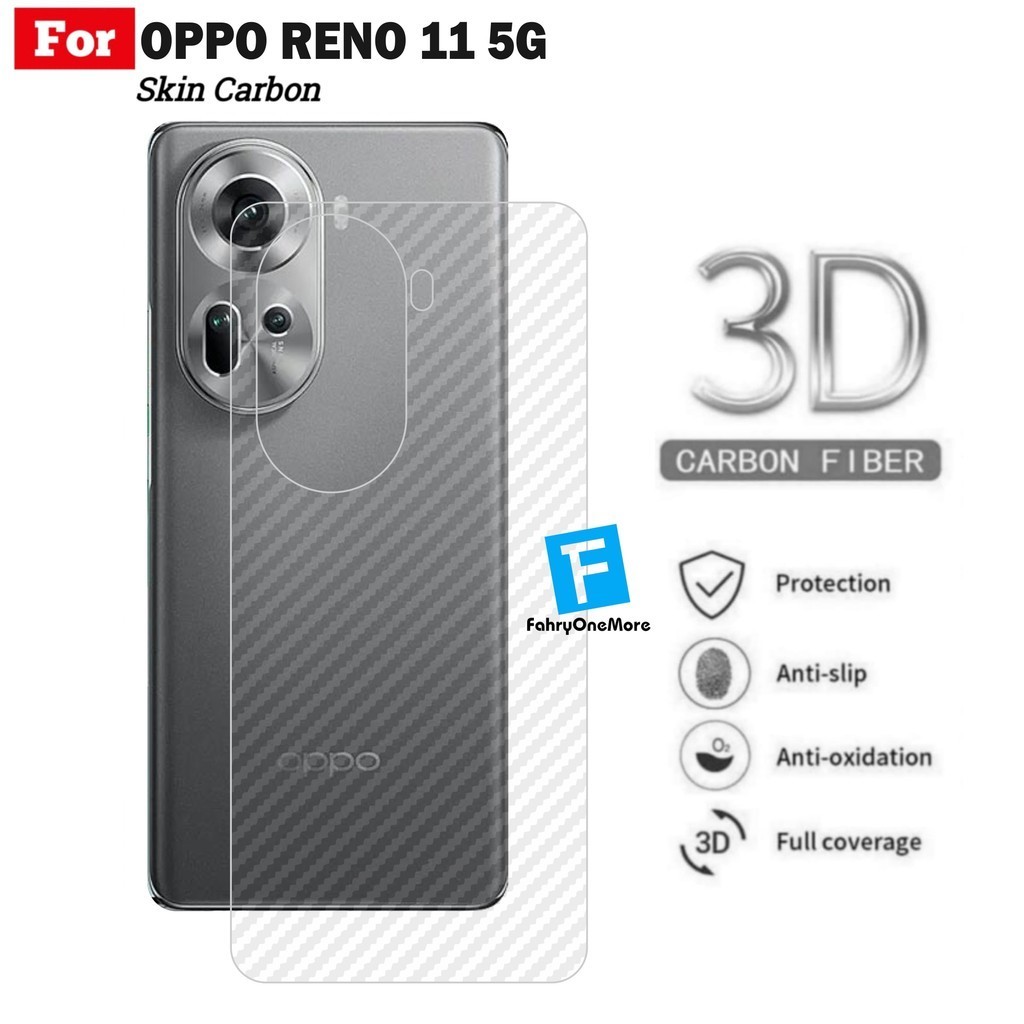 Skin Carbon Oppo Reno 10 11 F Pro 5G Garskin Anti Jamur Belakang Handphone