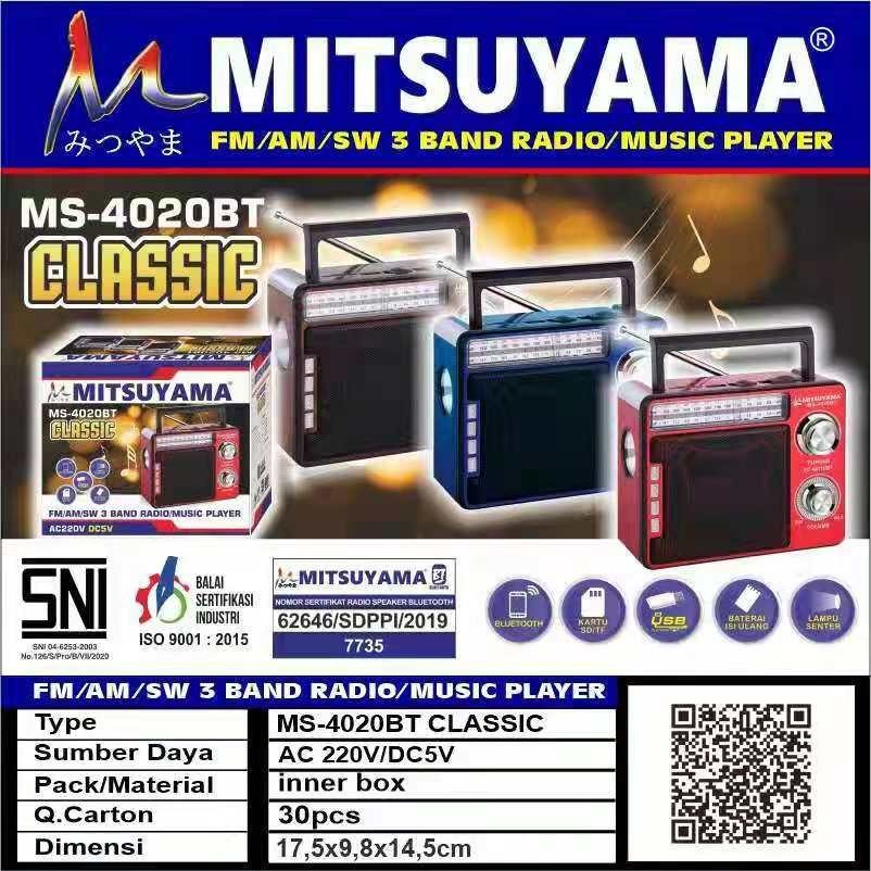 Radio Bluetooth FM Mitsuyama 4020 Classic Rechargeable | Radio FM Bluetooth USB Mitsuyama 4020 Class