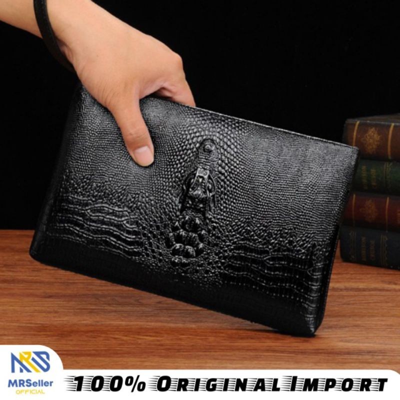 tas spesial lebaran- JUNZIDAISHU Dompet Clutch Handbag Motif Kulit Buaya Pria Wanita Premium Import 