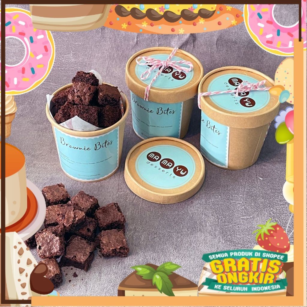 

Fudgy Brownies Bites Jar cocok untuk hampers dan gift | Brownies lumer | Dark Chocolate brownies/ King J Snack