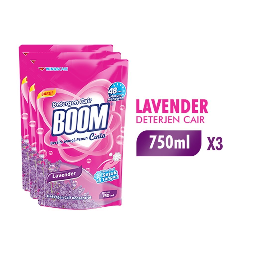 Boom Cinta Deterjen Cair Lavender 750 Ml x3