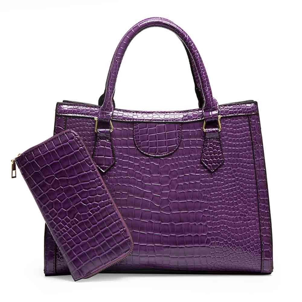 Grosir Tas Tangan dan Dompet Wanita Kulit Paten Buaya Tas Selempang Wanita Vegan Fashion Tas Bahu Pe