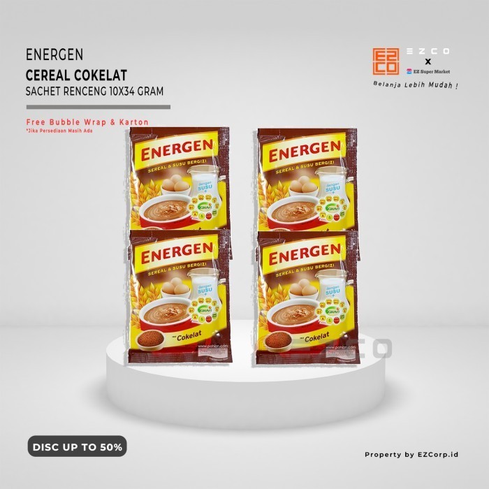 

ENERGEN CEREAL RASA COKELAT KEMASAN SACHET RENCENG 10 PCS X 34 GR