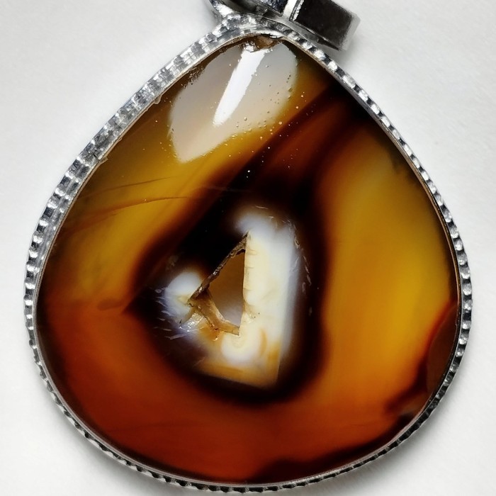 Liontin Batu Akik Natural Motif Gambar Sulaiman Yaman Bolong Antik 1