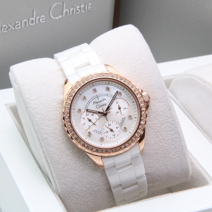 ALEXANDRE CHRISTIE AC2B16 / AC 2B16 ROSEGOLD WHITE CERAMIC ORIGINAL