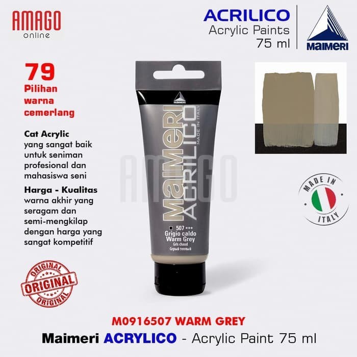 

Cat Akrilik Lukis MAIMERI Acrilico - Acrylic Paint - Warm Grey - 75ml - M0916507