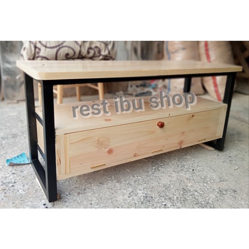 meja tv muderen interior rumah tebuat kayu dan besi