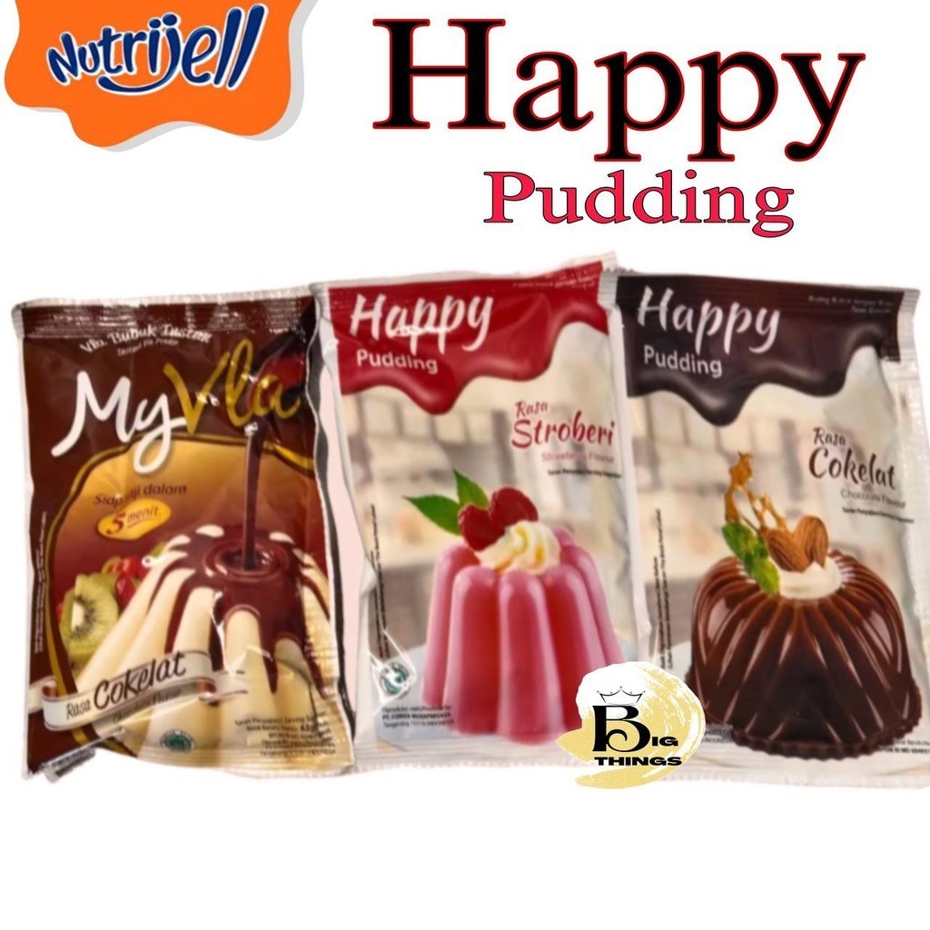 

HAPPY PUDDING 60gr RASA COKLAT STRAWBERRY BY NUTRIJEL PUDING SUSU BUBUK EKONOMIS