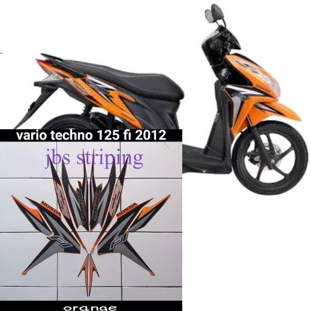 Striping sticker lis body honda vario techno 125 fi old lama thn 2012 orange