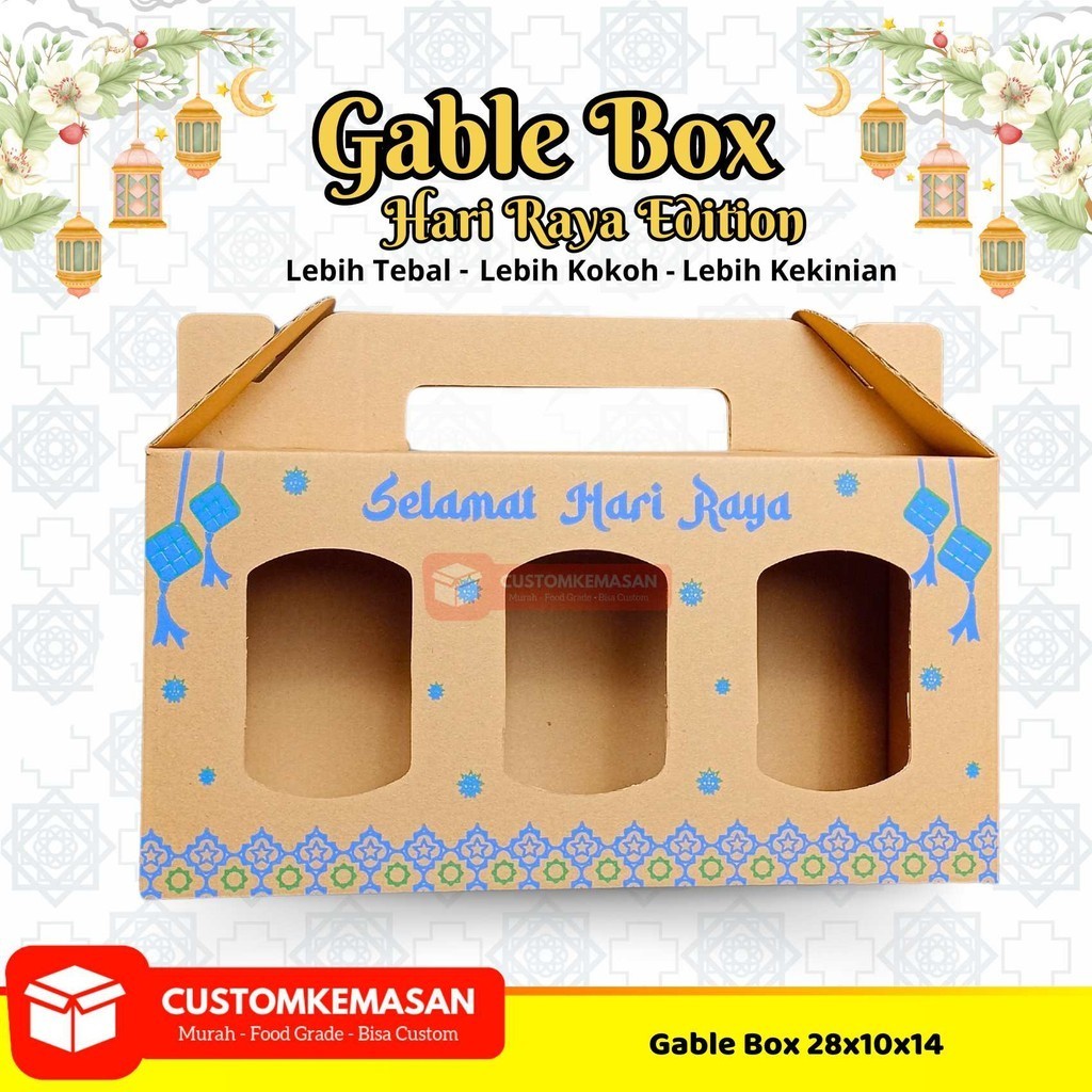 

Gable Box 28,5x10x14 Motif Ramadhan / Box Hampers / Dus Souvenir Jendela / Dus Kue / Dus Roti / Dus Souvenir / Gable Box Kraft