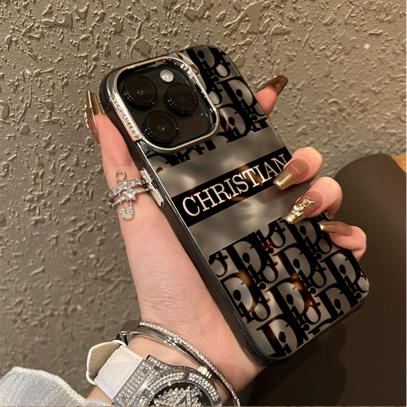 Hot menjual dior logo Casing ponsel lipit berlapis listrik berkualitas tinggi cocok untuk iPhone 15 