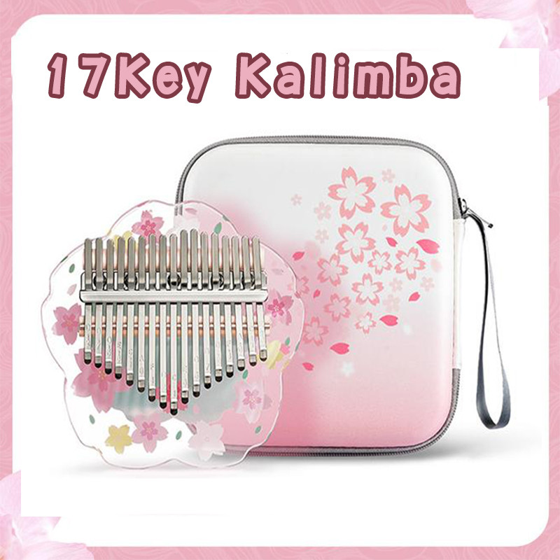 Kalimba 17 Kunci Akrilik Transparan dengan Kotak dan Buku Panduan untuk Pemula Alat Musik Jempol