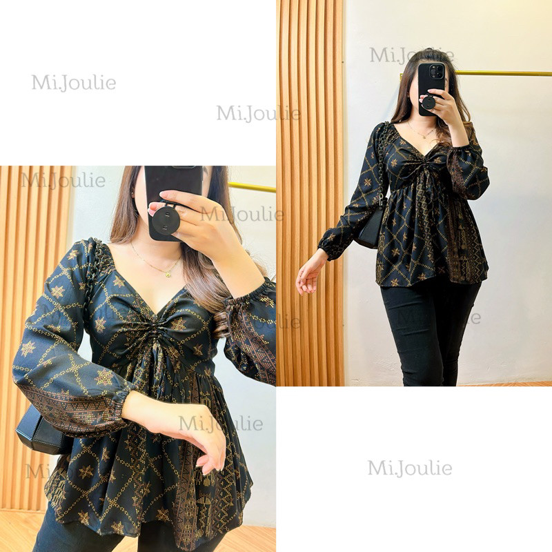 VZ54RA Ivanka Rayon Blouse Atasan serut