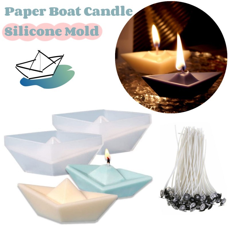 

New 3D Paper Boat Silicone Candle Mold DIY Aroma Scented Candle Mold Chocolate Soap Resin Mold Home Handcrafts Table Decor 2024