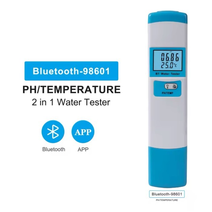 Bluetooth-98601 Alat Ukur Kualitas Air PH Meter Dan Suhu untuk Air dengan Layar LCD Backlight Akuras