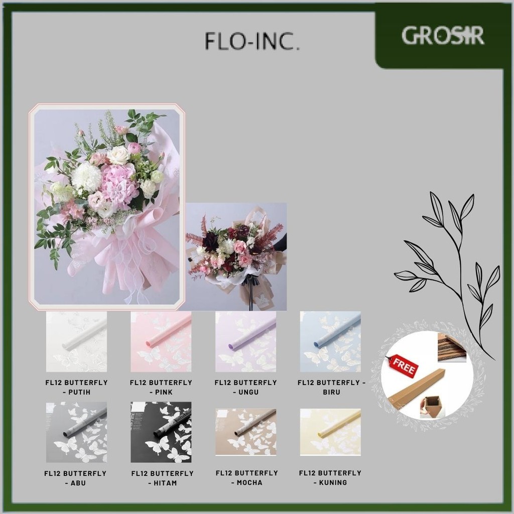 

FLO-INC. - (5 LEMBAR) - FL12 BUTTERFLY DANCE Kertas Bunga Paper Buket Motif Kupu-kupu Modern Florist Cellophane