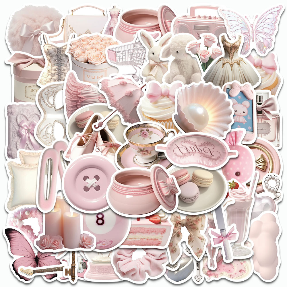 

50PCS Cute Pink Ballet Girl Stickers INS Style Graffiti Decals For Phone Case Laptop Luggage Guitar Wall Decoration Stickers