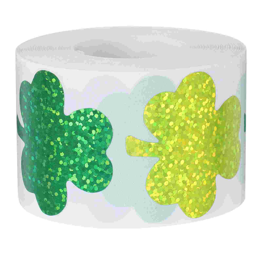 

Stickers Envelope Sealing Decals Lucky Applique 500 Stickers/Roll) Shamrock Glitter Decorative Green