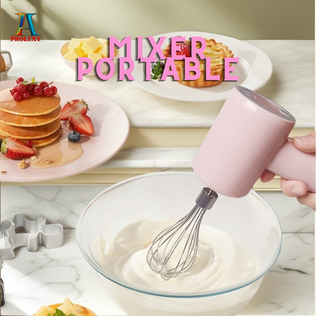 PROLIXY Mixer Portable Mini Tanpa Kabel Mixer Tangan dengan 3 Tingkat Kecepatan Mesin Pengaduk Adona